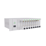 Side view of   LCT-5V6A-16CH battery tester with 16 channels for coin, pounch,  cylindrical cell battery